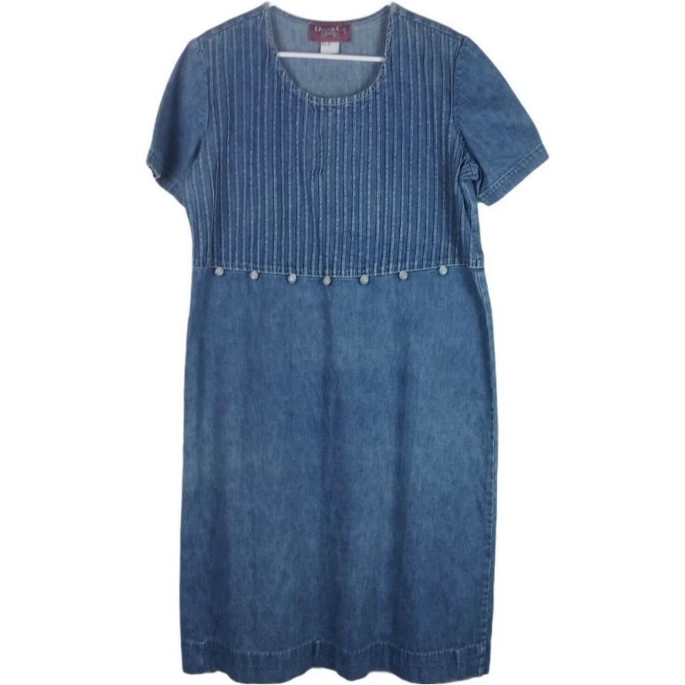 CCO!  Denim & Co Short Sleeve Prairie Maxi Jean Dress